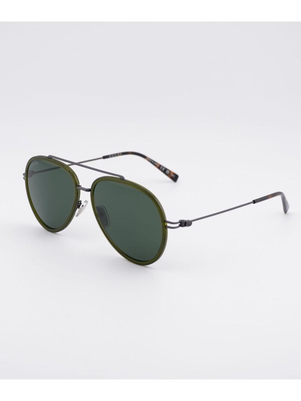 Gucci GG1981S 004 Sunglasses Green/Grey Aviator Frame, Green Lenses